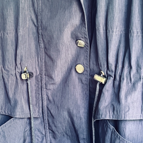 APROPOS Vintage 90s XL Navy Lining Full Zip Snap Windbreaker Parka Coat - Picture 7 of 16